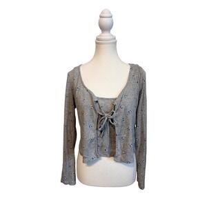 Mixed Threads Floral Cropped Cardigan & Cami Set – Size L
